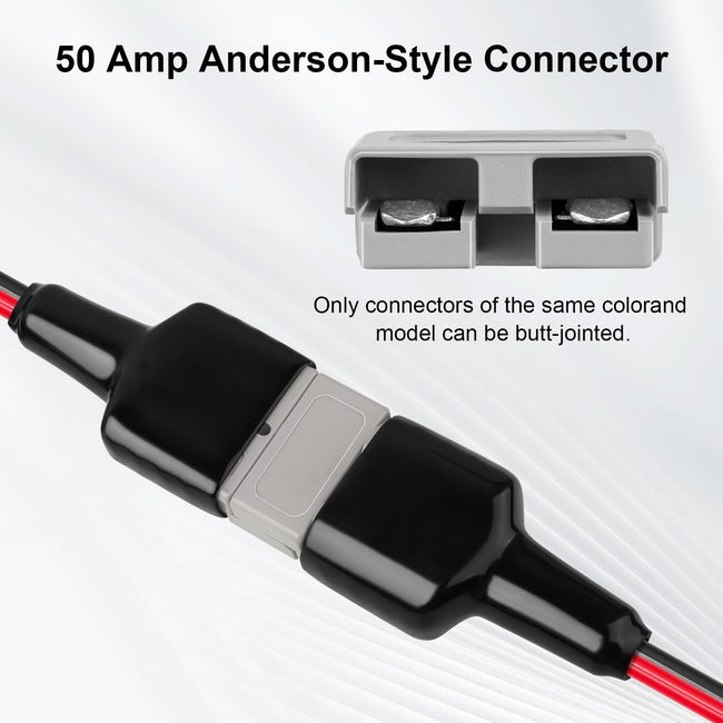 XRDS -RF 8AWG Tinned Copper Wire with Anderson-Style 50A Connectors 2FT, Heavy-Duty Battery Extension Cable for Solar Panel, Inverter, and RV Applications Main Image