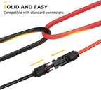BougeRV 20 Feet 10AWG Solar Extension Cable with Female and Male Connector with Extra Pair of Connectors Solar Panel Adaptor Kit Tool (20FT Red + 20FT Black)