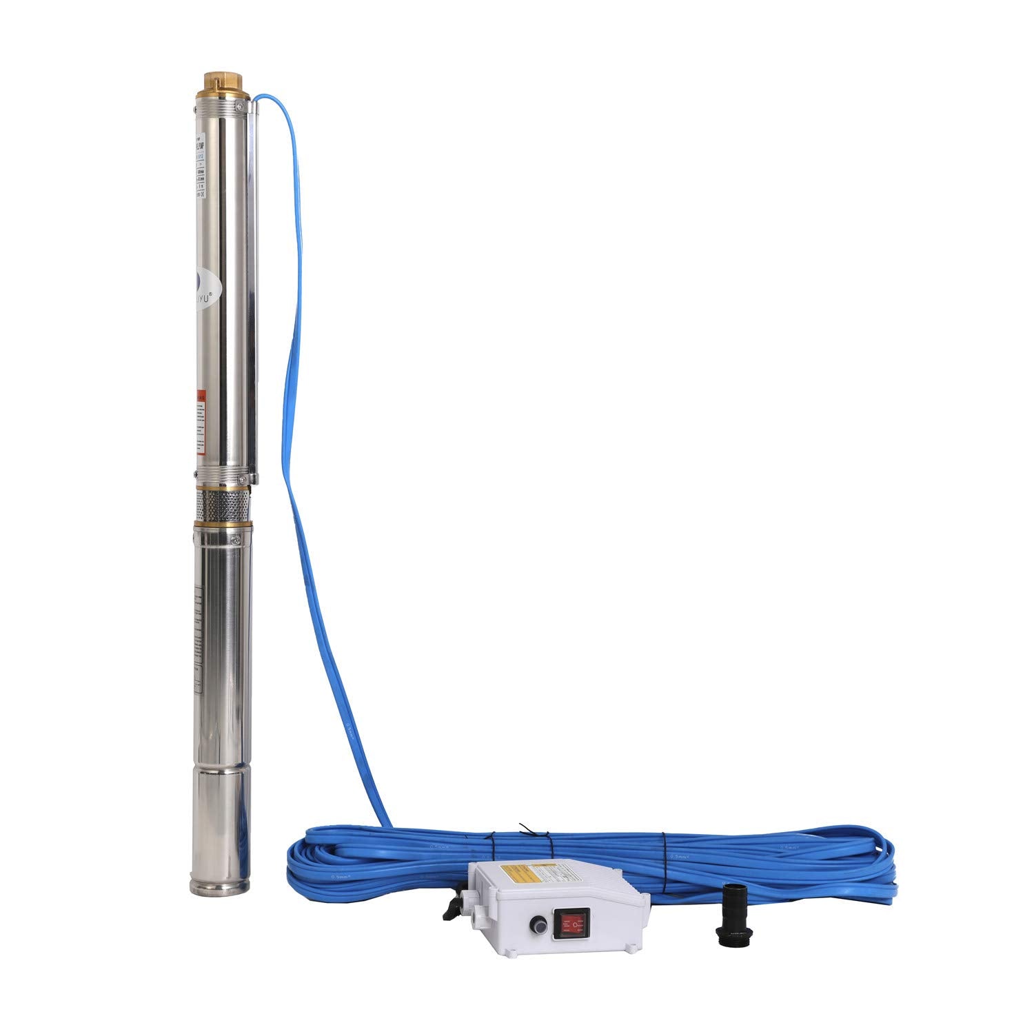 SHYLIYU Submersible Pumps 3" OD Pipe 220-240V/60HZ 0.75KW 1HP Stainless Steel 1" Outlet Submersible Bore Pump Deep Well Pump with Control Box for Farm Irrigation
