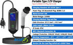 Portable Electric Car Charger Type 2 with NEMA 5-15 Plug, 8-16Amp,110VAC, Delayed Charging 1-12hr, 5m(16.4ft)
