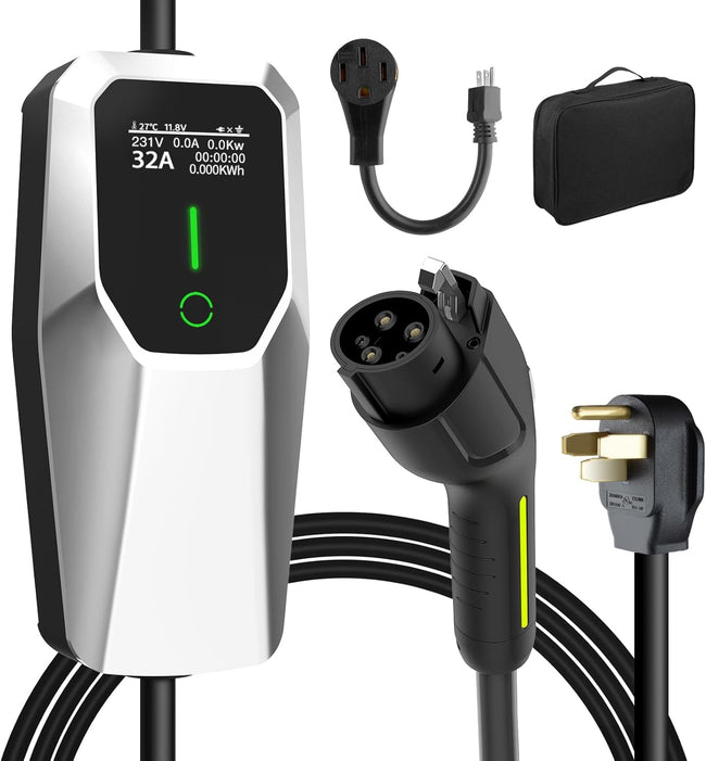 Level 1 2 Electric Vehicle Charger 26ft EV Portable Charging Cable with NEMA 14-50/5-15 Plug 7.68Kw 32A Current Adjustable EV & Plug-in Hybrid Car Charger for SAE_J1772 Hover Image