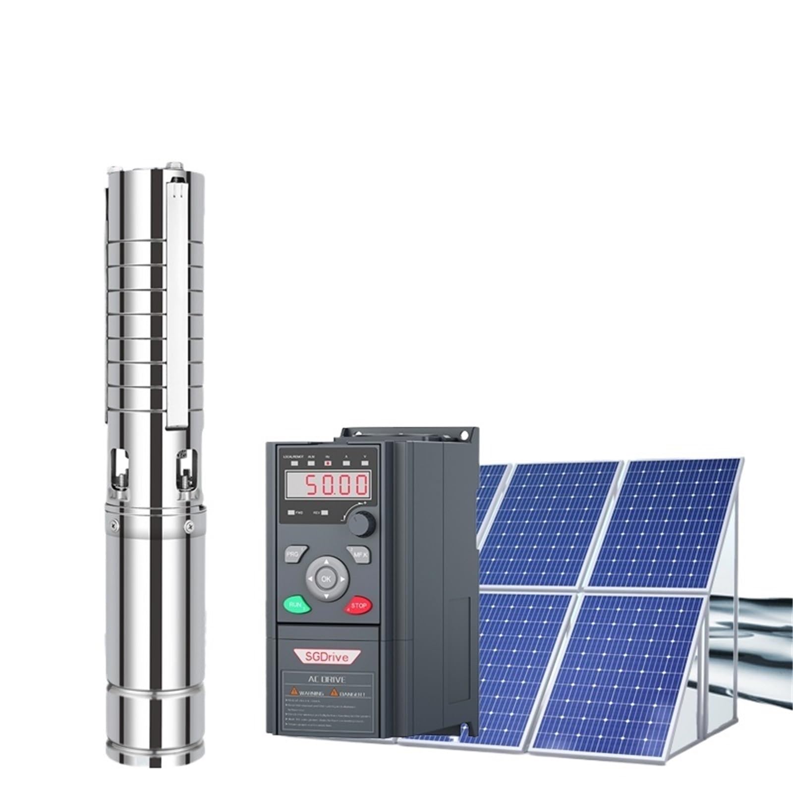 4" 380V 15HP 11000W AC/DC Solar Deep Well Submersible Borehole Water Pump MPPT Outlet 2" Solar Pump System for Agriculture Irrig