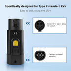 Type 1 to Type 2 EV Charging Adapter 32A 7KW SAE J1772 Charger to IEC 62196 Electric Vehicles Charging Converter (Regular Version)