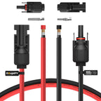 BougeRV 20 Feet 10AWG Solar Extension Cable with Female and Male Connector with Extra Pair of Connectors Solar Panel Adaptor Kit Tool (20FT Red + 20FT Black)