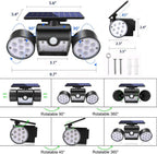 Solar Lights Outdoor, Motion Sensor Security Lights Solar Wall Lights with Dual Head Spotlights LED Waterproof 360° Adjustable Solar Motion Lights Outdoor for Garden Garage Patio, 1 Pack