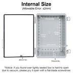 HoHaing Junction Box,IP67 Waterproof Electrical Box Hinged Clear Cover,Electrical Enclosure with Stainless Steel Latch,Terminal Box with Mounting Plate,Wire Connectors,Electrical Tapes,13.8"x9.8"x5.9"