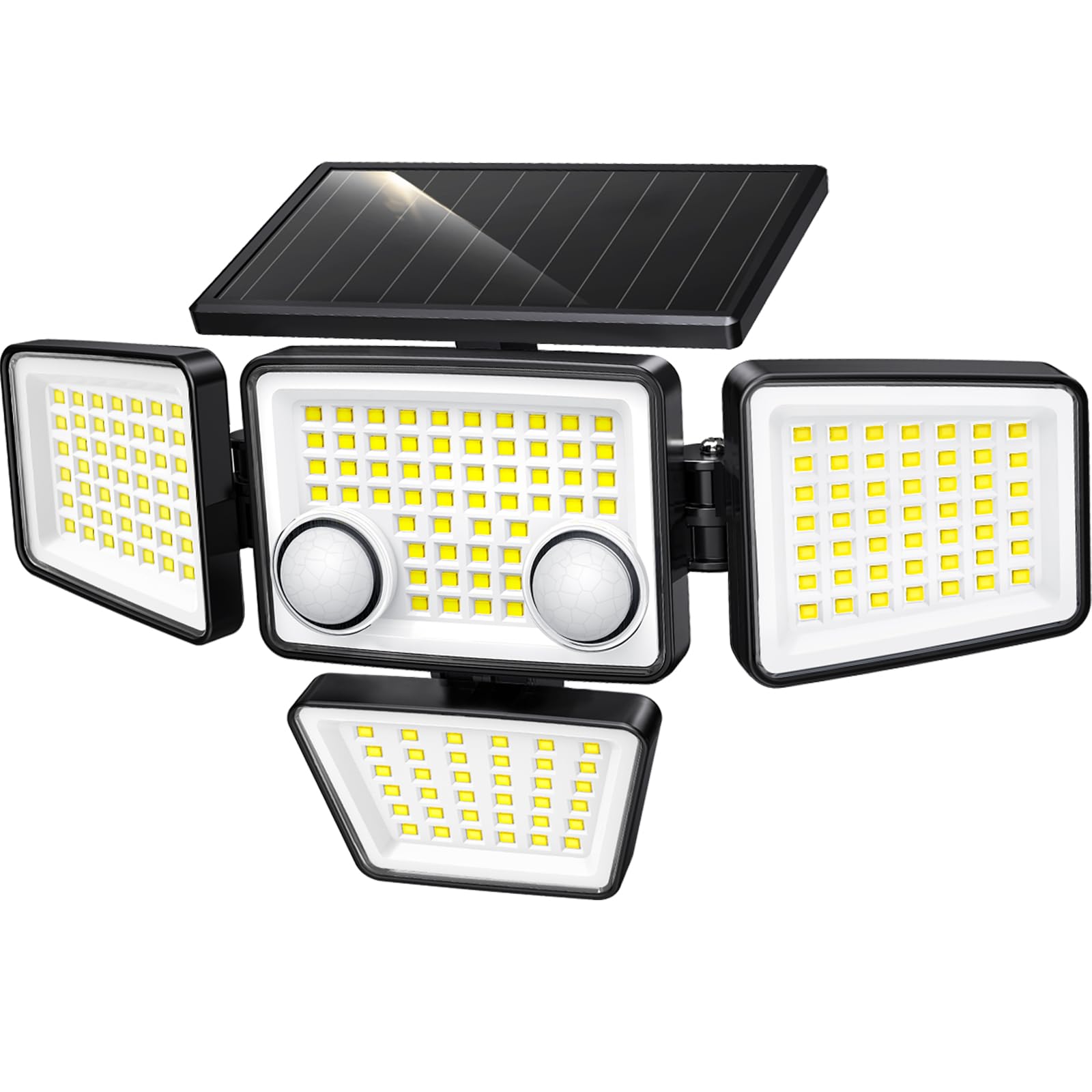 LYWALT Solar Outdoor Lights - 3000LM 188 LED Motion Sensor Outdoor Lights, 4 Heads Security Light,IP65 Waterproof, Easy Install,270°Wide Angle Flood Wall Light with 3 Modes for Backyard Yard (2 Pack)