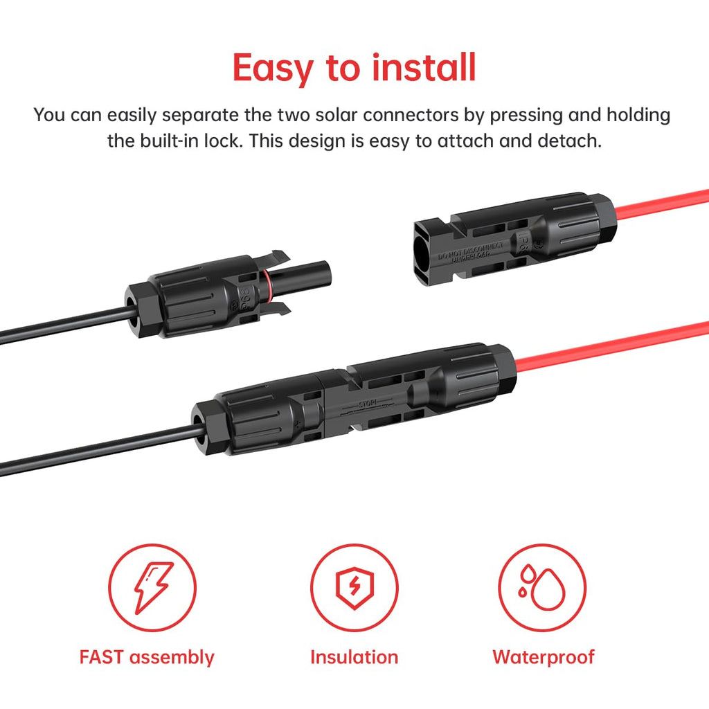 10AWG 2 Pin Power Industrial Circular Connector to Solar Adapter for Furrion, River RV Solar Ports Solar Panel Suitcase(10FT)