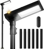 100" Solar Lamp Post Lights with Pole & Remote, Outdoor IP65 Waterproof 420 LEDs Solar Street Lights, Black Metal Flood Solar Motion Pathway Lights for Yard, Garden, Patio, Lawn, Garage