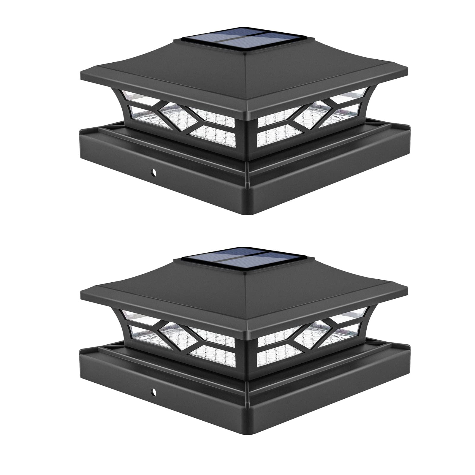 VOLISUN Solar Post Cap Lights: 8 - Pack Outdoor Deck Post Cap Lights White for Dock Fence Waterproof 2 Color Modes,4x4/6x6 Wooden/Vinyl Posts