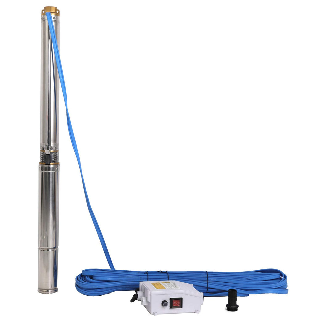 SHYLIYU Submersible Pumps 3" OD Pipe 220-240V/60HZ 0.75KW 1HP Stainless Steel 1" Outlet Submersible Bore Pump Deep Well Pump with Control Box for Farm Irrigation