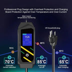 GB/T Portable EV Charger, NEMA 5-15 Plug, Adjustable 8-16A, 110V, LCD Display, 16.4ft Cable, Delayed Charging
