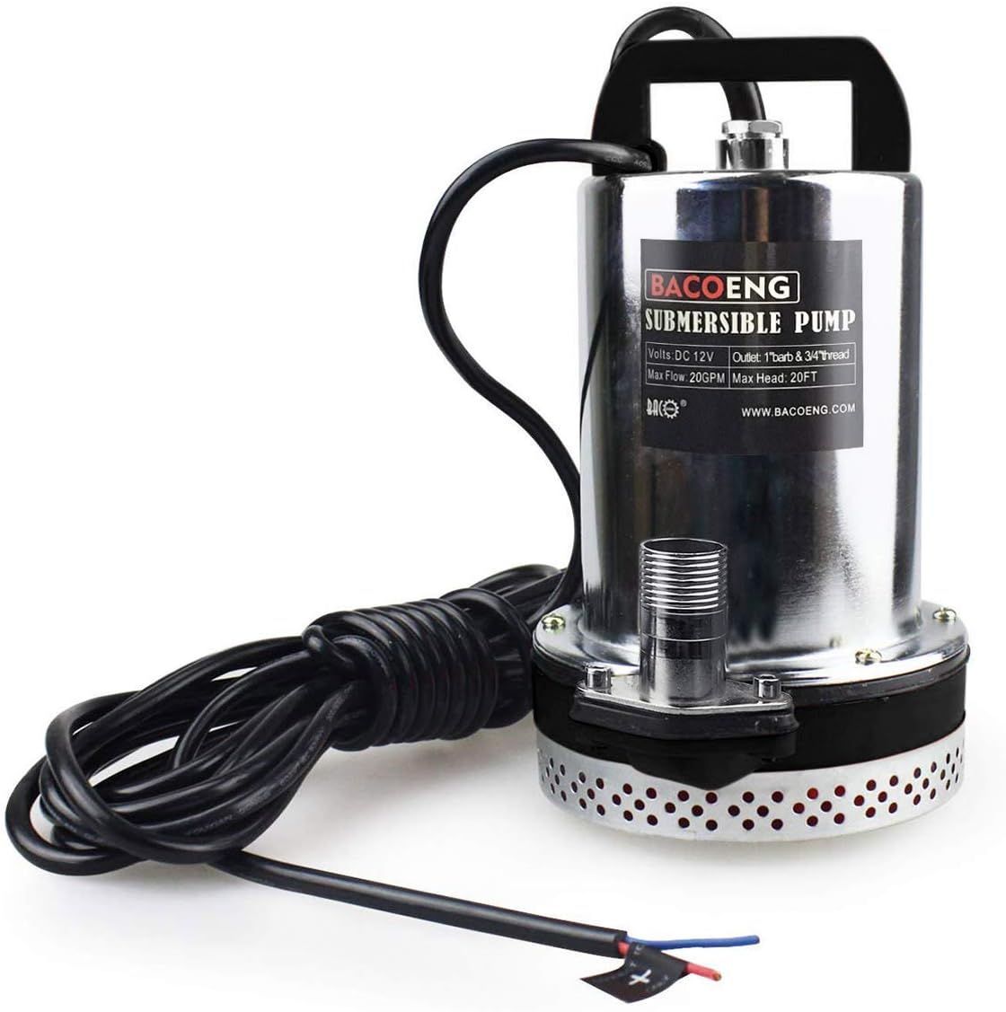 BACOENG DC 12V Farm & Ranch Solar Water Pump Submersible Well Pump 26ft Lift