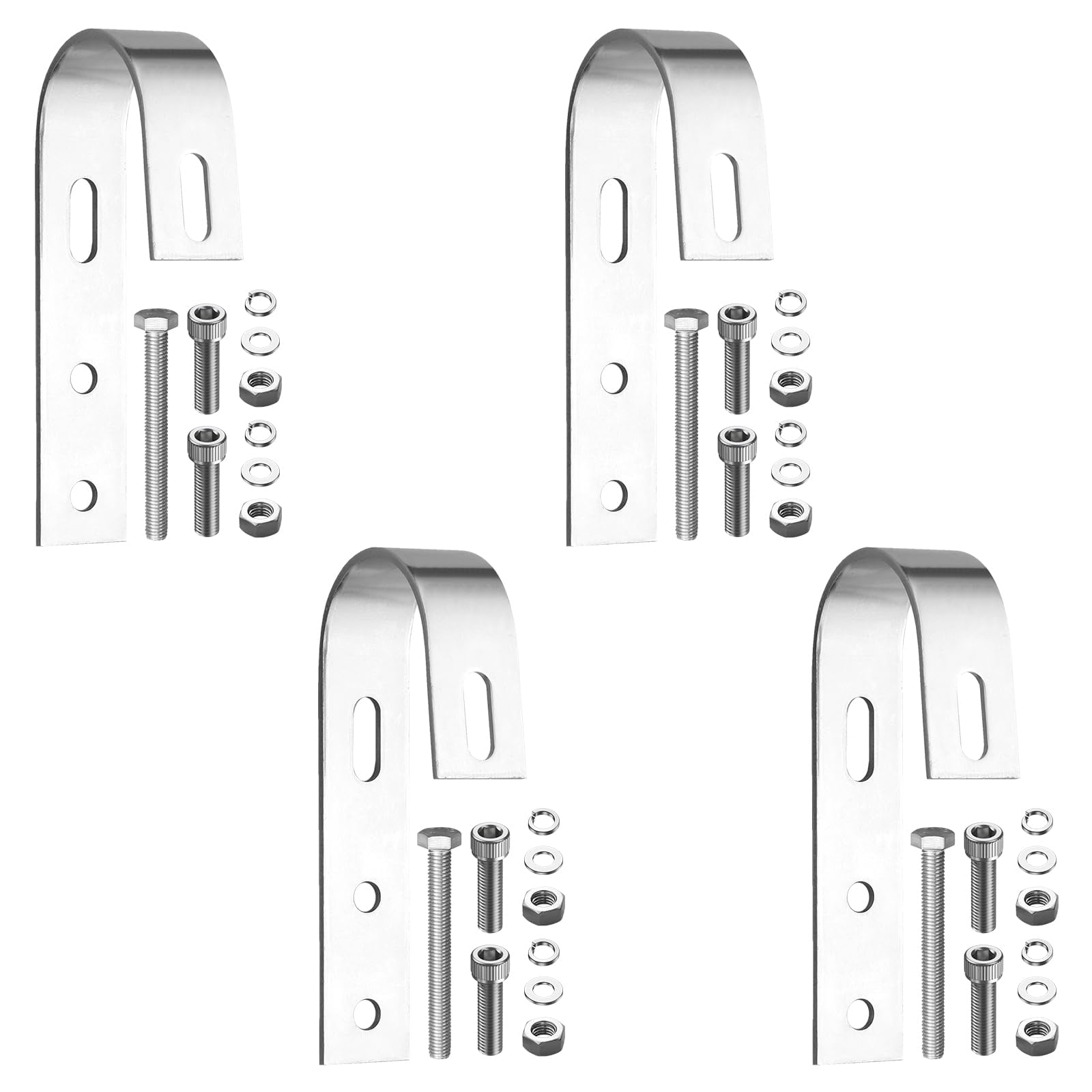 Anbte 4PCS Solar Panel Mounting Brackets for Balcony, Stainless Steel Universal PV Module Hooks, Anti-Corrosion Solar Panel Mounting Kit for Balcony, Flat Roof, Garage Roof, Silver
