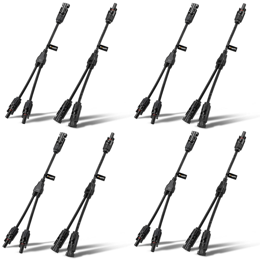 BougeRV Solar Connectors Y Branch Parallel Adapter Cable Wire Plug Tool Kit for Solar Panel