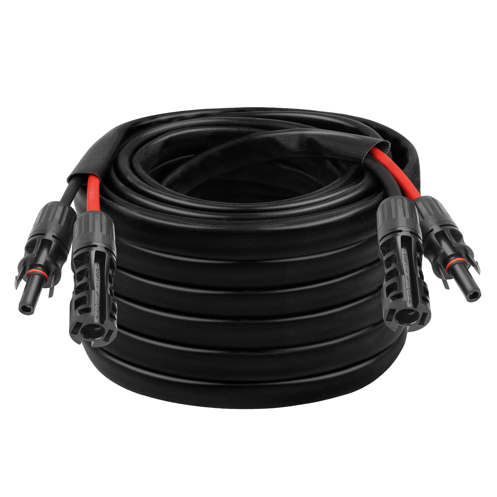 8AWG Solar Cable - 15FT Solar Panel Extension Cord 8 Gauge PV Wire with Flame Retardant Protective Sleeving Female & Male Waterproof Connector for RV, Photovoltaic Systems, Solar Panels (15 Feet)