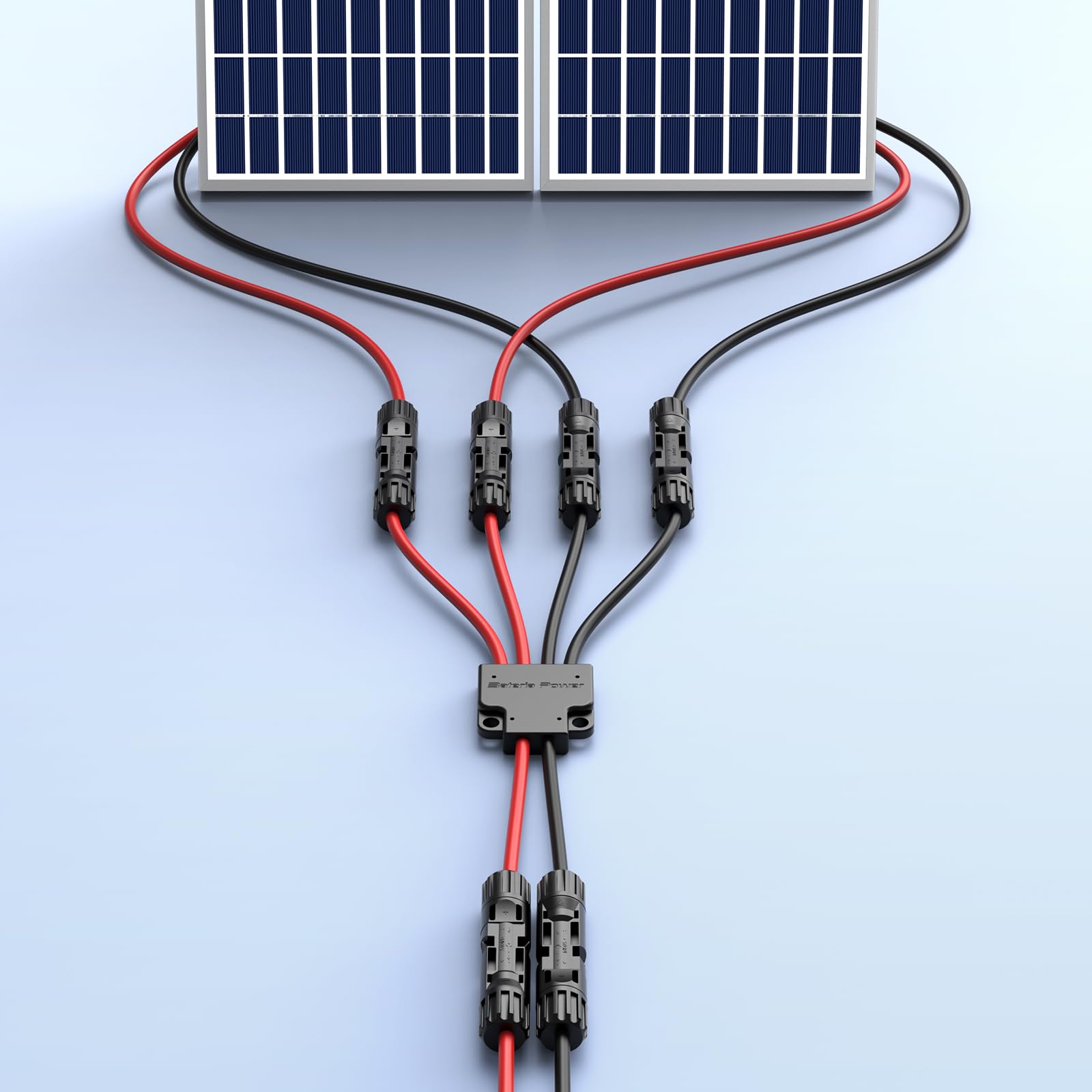 Bateria Power Solar Connectors for 2 Solar Panels, IP68 Waterproof Solar Panel Connectors Splitter, 4 to 2 Y Branch Parallel Adapter for Solar Cable Extension