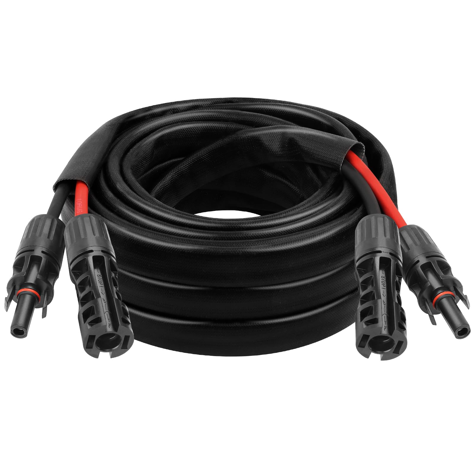 8AWG Solar Cable - 15FT Solar Panel Extension Cord 8 Gauge PV Wire with Flame Retardant Protective Sleeving Female & Male Waterproof Connector for RV, Photovoltaic Systems, Solar Panels (15 Feet)