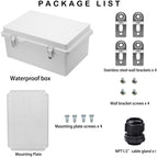 YETLEBOX Waterproof Electrical Box, IP67 Junction Box Stainless Steel Latch Hinged Grey Cover Project Enclosure with Wall Bracket 11.1"x7.5"x5.5"