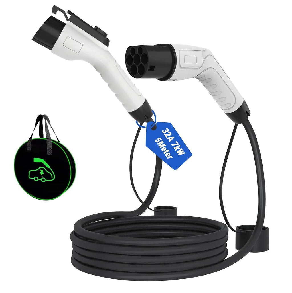 Type 2 Male to Type 1 Female EV Charging Cable, Mode 3 EV Charger for J1772 EVs, 32A 7kW Single Phase, 5m(16.4ft)