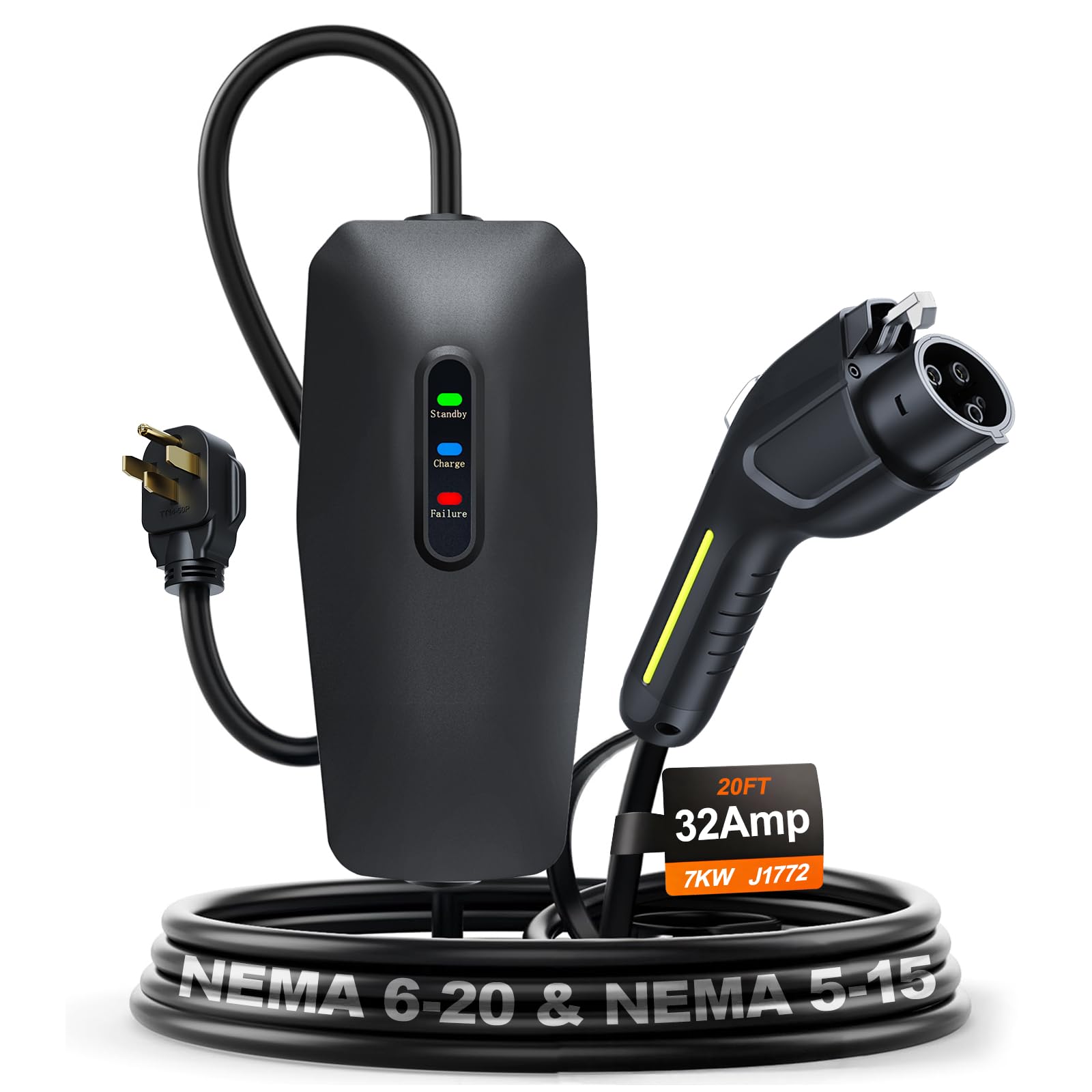 Level 1&2 Tesla Charger 2026 Upgraded, Level 1 ev Charger for Tesla with 20FT Cable, 3.5KW 16Amp, 110V-240V, NEMA 6-20 & 5-15, NACS Connector, Portable Electric Car Charger for Tesla Models Y/X/3/S