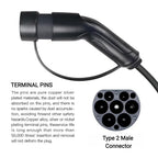 Type 2 to Type 1 EV Charging Cable, IEC 62196 Male to J1772 Female, 32A 7kW Single Phase, 110-250 VAC, 5m (16.4ft), IP67 Waterproof
