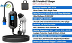 GB/T Portable EV Charger, 8-32amp Adjustable, 7kW Single Phase, 85-264V, Plug and Play, 5m(16.4ft)