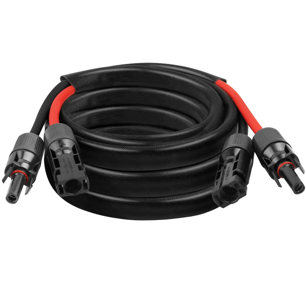 8AWG Solar Cable - 15FT Solar Panel Extension Cord 8 Gauge PV Wire with Flame Retardant Protective Sleeving Female & Male Waterproof Connector for RV, Photovoltaic Systems, Solar Panels (15 Feet)