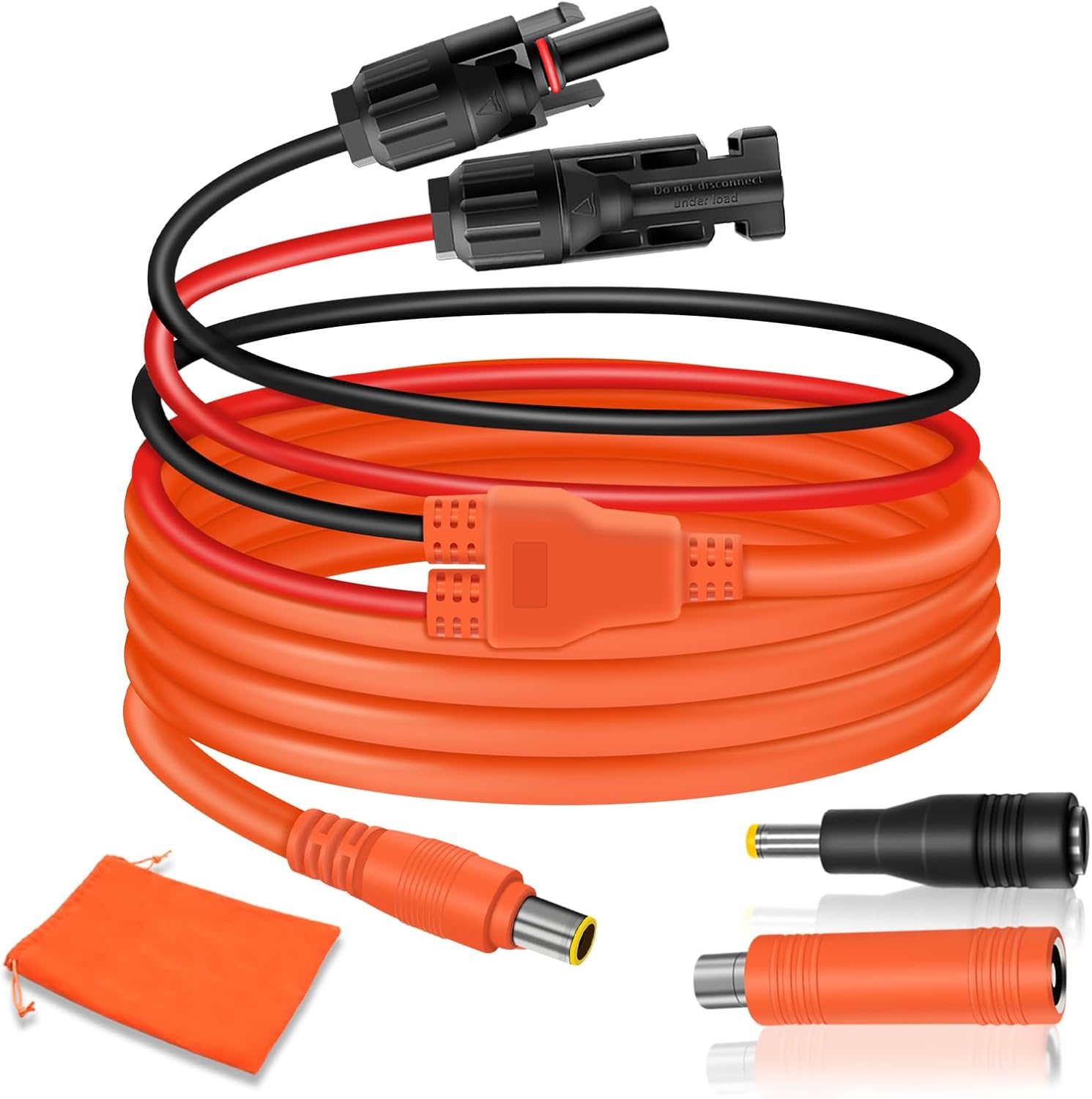 COMeap Solar Panel Adapter for Jackery, 6FT/1.8M Compatible with MC-4 to DC 8mm Extension Cable with DC7909 to DC8020/DC5525 Connector for GZ Yeti Bluetti Solar Generator Power Station 12AWG - Orange