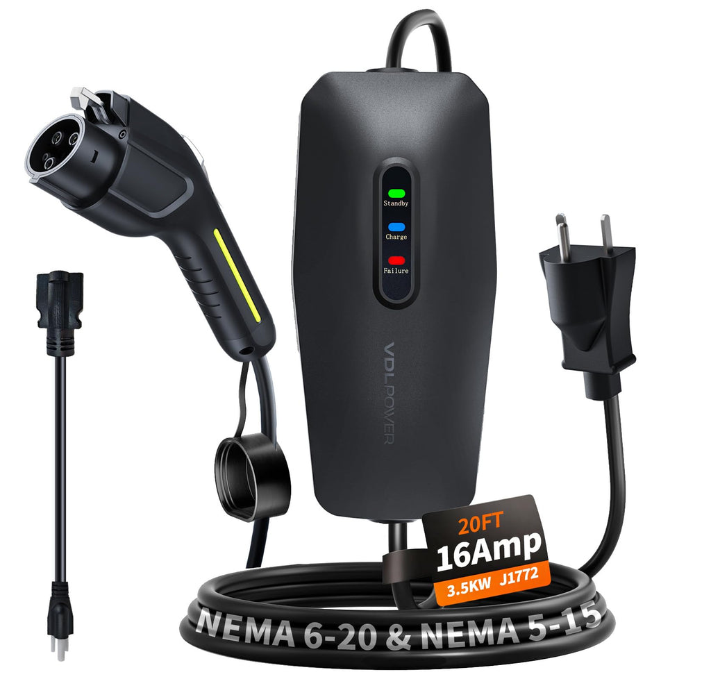 Level 1&2 Tesla Charger 2026 Upgraded, Level 1 ev Charger for Tesla with 20FT Cable, 3.5KW 16Amp, 110V-240V, NEMA 6-20 & 5-15, NACS Connector, Portable Electric Car Charger for Tesla Models Y/X/3/S