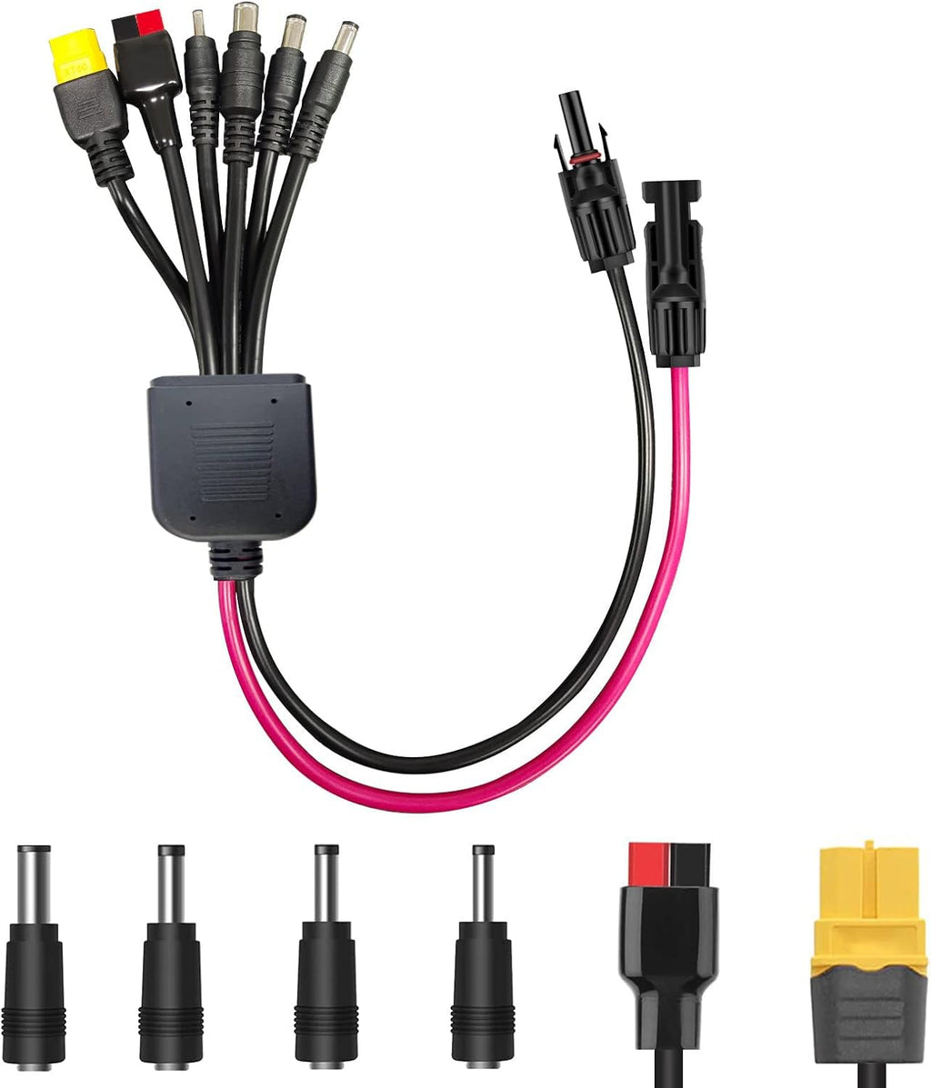 6-in-1 Solar Connector Kit with Female and Male Connectors, Universal Solar Adapter Cable Compatable for Solar Panel & Solar Power Staion