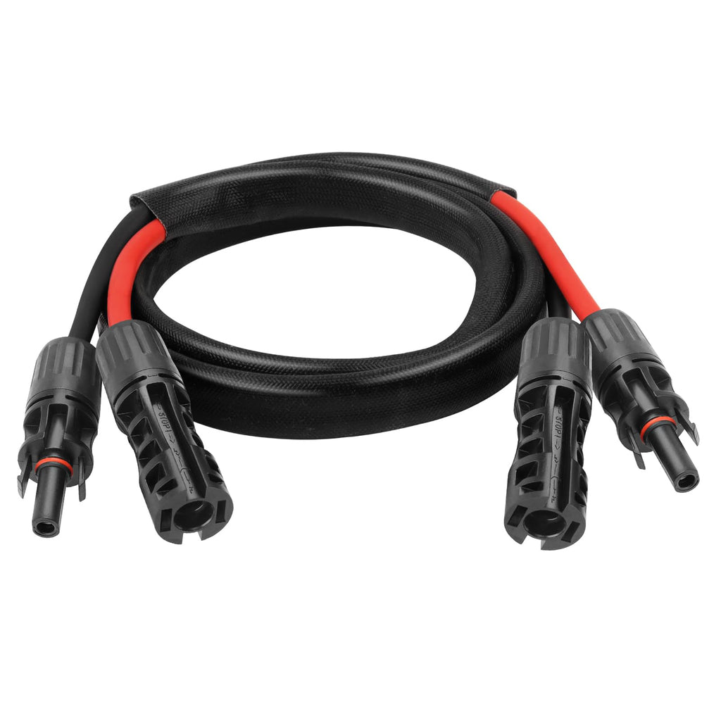 8AWG Solar Cable - 15FT Solar Panel Extension Cord 8 Gauge PV Wire with Flame Retardant Protective Sleeving Female & Male Waterproof Connector for RV, Photovoltaic Systems, Solar Panels (15 Feet)