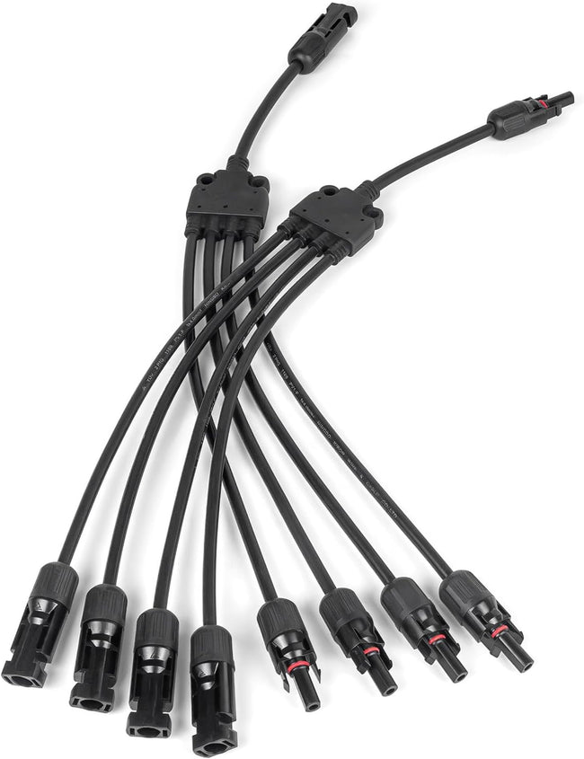 Solar Panel Connector 4 to 1 Solar Panel Splitter 4 Way 1000V Solar Panel Parallel Connectors Solar Adapter Cable Plug Pair for Solar System Solar Panel (4 to 1 1 Pair) Hover Image