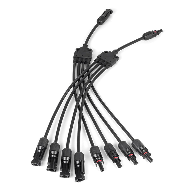 Pjerjzn Solar Panel Connector 4 to 1 Solar Panel Splitter 4 Way 1000V Solar Panel Parallel Connectors Solar Adapter Cable Plug Pair for Solar System Solar Panel (4 to 1 1 Pair) Hover Image