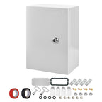 AUFUNIU Steel Electrical Junction Box, 12 x 8 x 6 Waterproof & Dustproof Electrical Enclosure, Outdoor & Indoor Universal Project Box with Lock & Mounting Plate