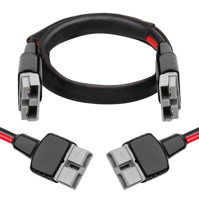 XRDS -RF 8AWG Tinned Copper Wire with Anderson-Style 50A Connectors 2FT, Heavy-Duty Battery Extension Cable for Solar Panel, Inverter, and RV Applications Hover Image