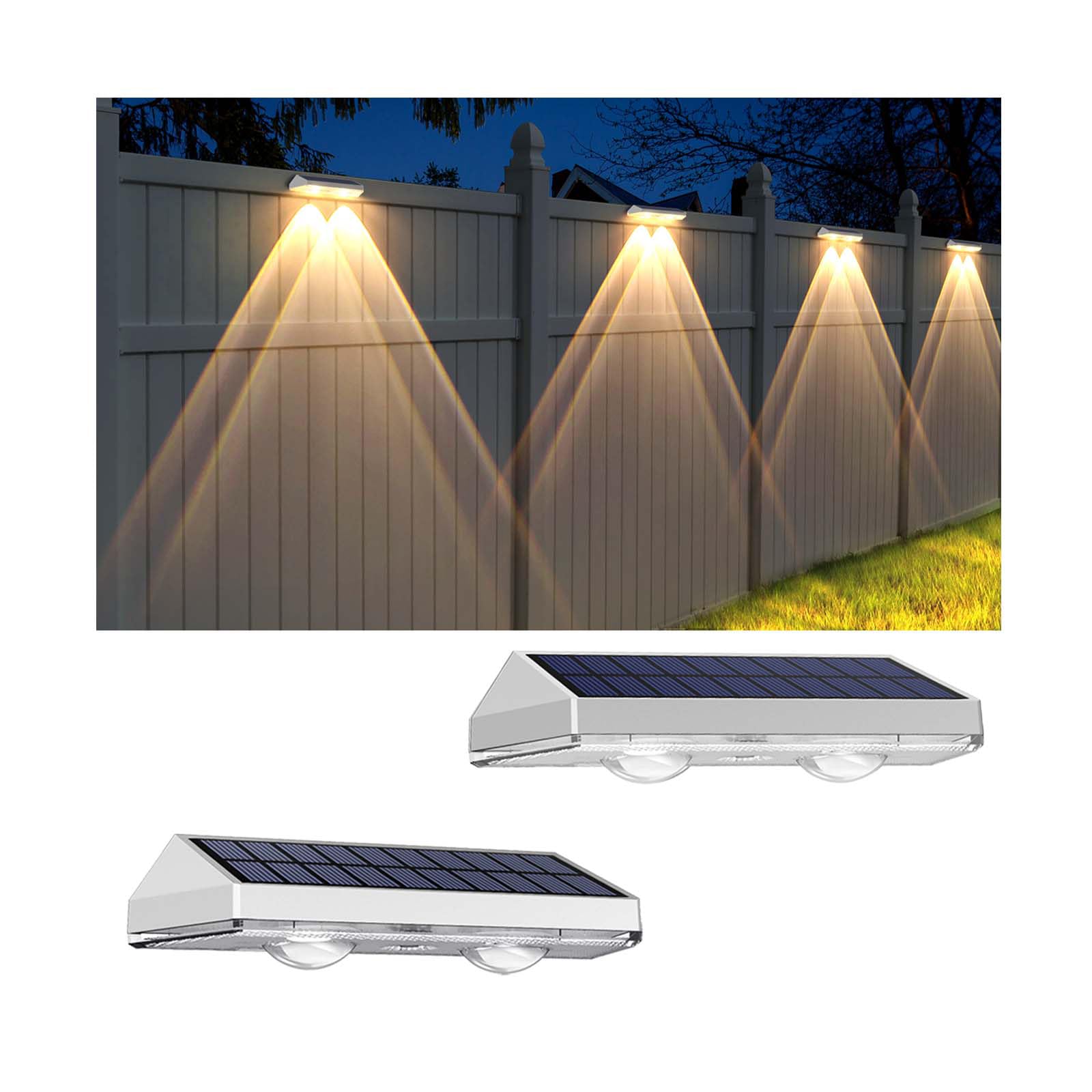 Solar Fence Lights Outdoor - 2700/4000/6000K 3 Mode, 8 Pack Solar Fence Lights Outdoor Waterproof LED, Fence Light Solar Powered for Outside, Backyard, Railing, Step, Patio,Wall and Home Improvement