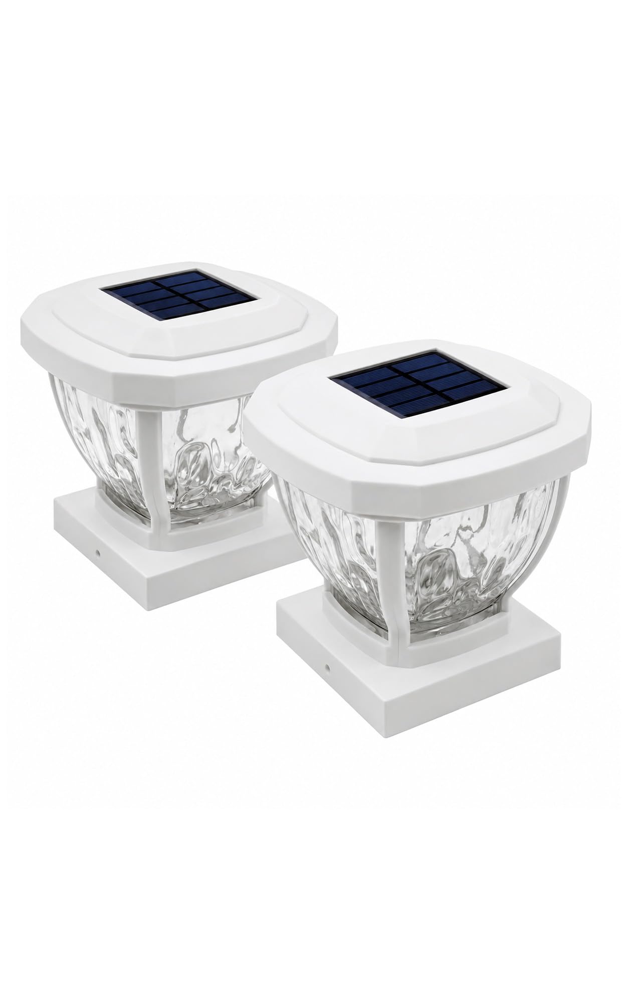 Home Zone Security Solar Post Cap Lights - Decorative Glass LED Outdoor Fits 3.5 x 3.5 in. Post Lights, Black (2-Pack)
