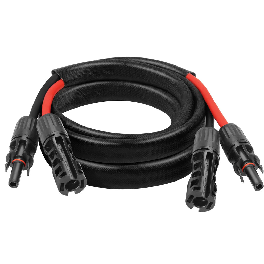 8AWG Solar Cable - 15FT Solar Panel Extension Cord 8 Gauge PV Wire with Flame Retardant Protective Sleeving Female & Male Waterproof Connector for RV, Photovoltaic Systems, Solar Panels (15 Feet)