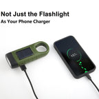 EKNBKE Hand Crank Solar LED Emergency Flashlight, Portable Mini Handheld Survival Light with USB Output for Camping Outdoor Hiking, Green