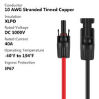 SOYAN Solar Connectors Y Branch Parallel Adapter 10AWG Cable for Solar Panel (Red & Black)
