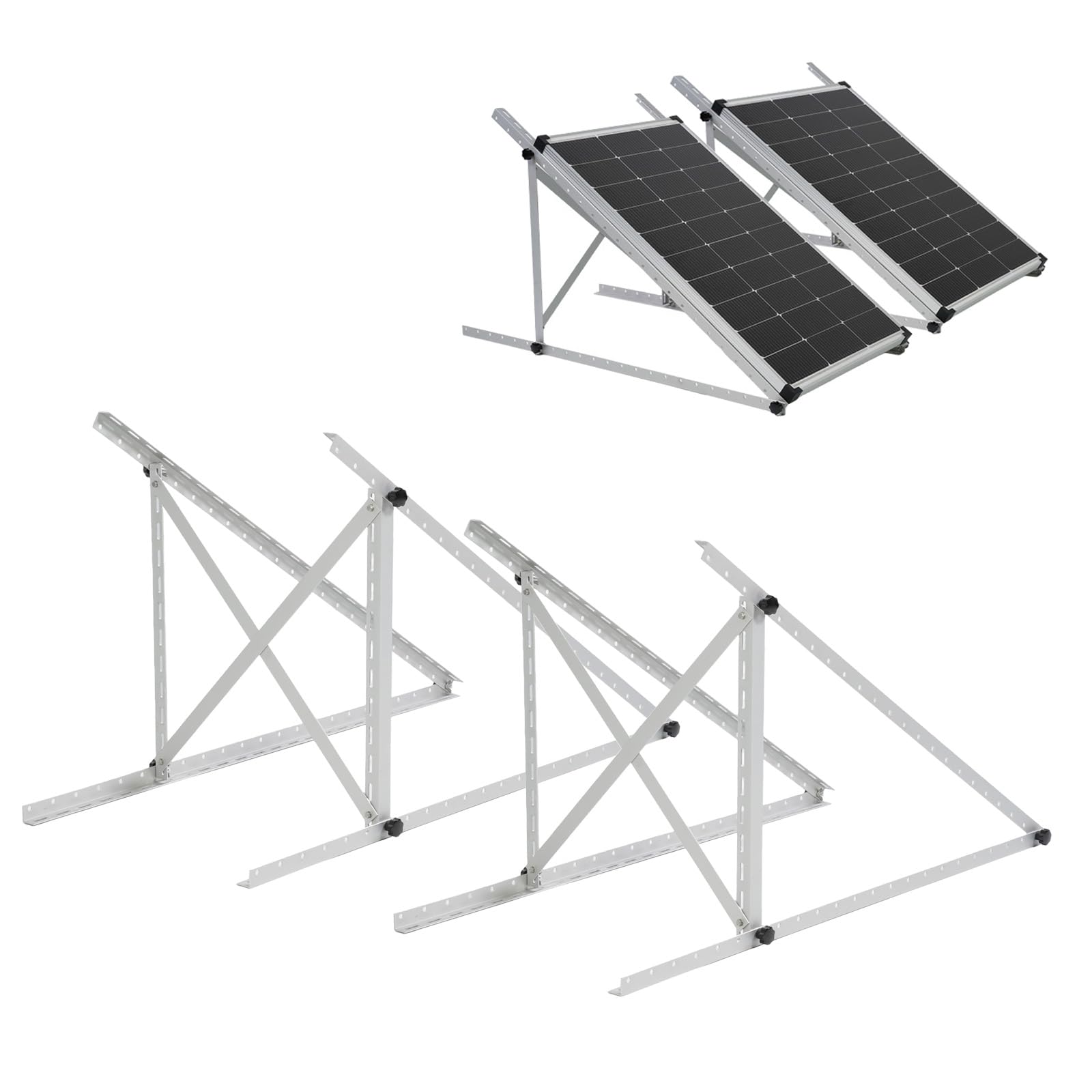 45" Solar Panel Mount Brackets Adjustable Solar Panel Tilt Mount Brackets for 100-400 Watts Solar Panel 2400Pa Windproof for Roof, RV, Ground, Boat and Off-Grid (Brackets)