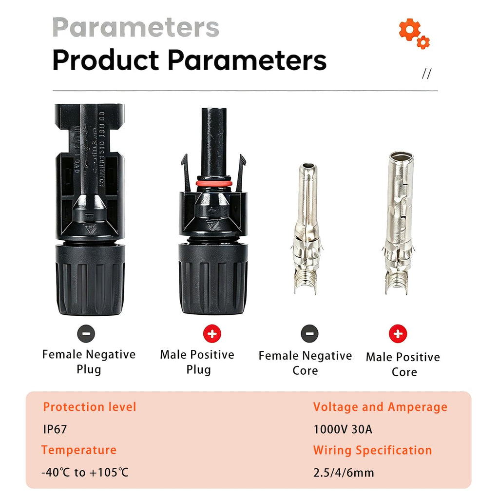 dakewang 24 Pairs 1000V 30A Solar Panel Connectors, 14-10AWG Crimping Tool and Heavy Duty Wire Stripper for MC4 Connectors and Solar Cable.
