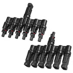 KNMIPJD Solar Panel Connector 6 to 1 T Branch Parallel Adapter, 30A 1000V 10AWG Tool-Free IP67 Waterproof Cable for Solar Panels (T Branch, 6to1(1Pairs))