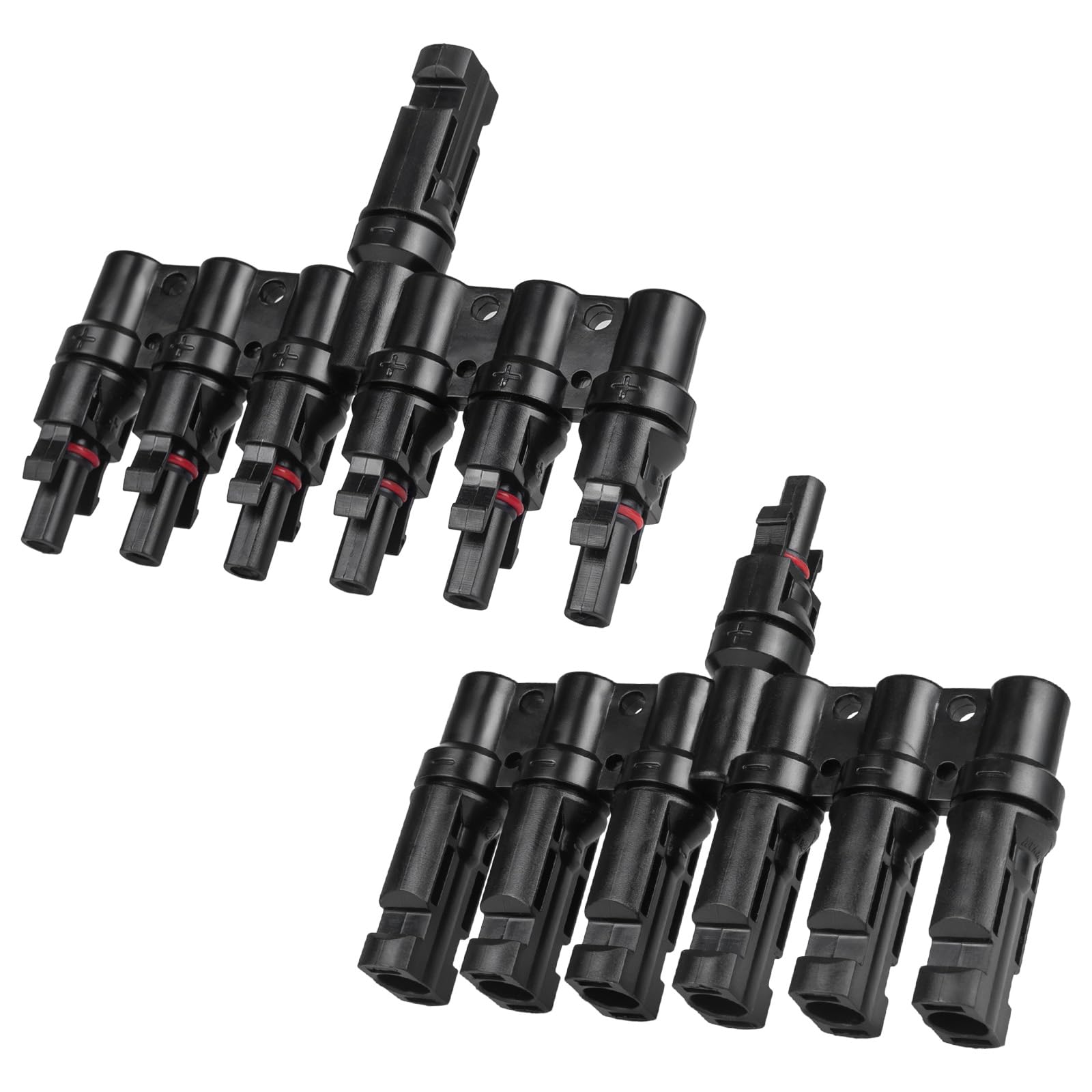 KNMIPJD Solar Panel Connector 6 to 1 T Branch Parallel Adapter, 30A 1000V 10AWG Tool-Free IP67 Waterproof Cable for Solar Panels (T Branch, 6to1(1Pairs))