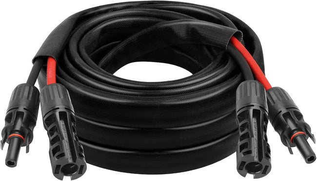 8AWG Solar Cable - 15FT Solar Panel Extension Cord 8 Gauge PV Wire with Flame Retardant Protective Sleeving Female & Male Waterproof Connector for RV, Photovoltaic Systems, Solar Panels (15 Feet) Hover Image