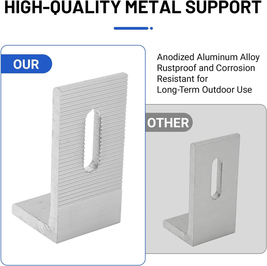 10Pcs L Foot Solar Mount, Aluminum Alloy Photovoltaic Panel Mounting Bracket, Photovoltaic Mount, Waterproof Solar Panel Bracket for Roof PV System