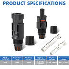 Usngsny 16 PCS Solar Panel Connectors, Male/Female IP67 Waterproof 1000V 30A Solar Cable Connectors (8 Pairs) with 2 Spanners（10AWG）