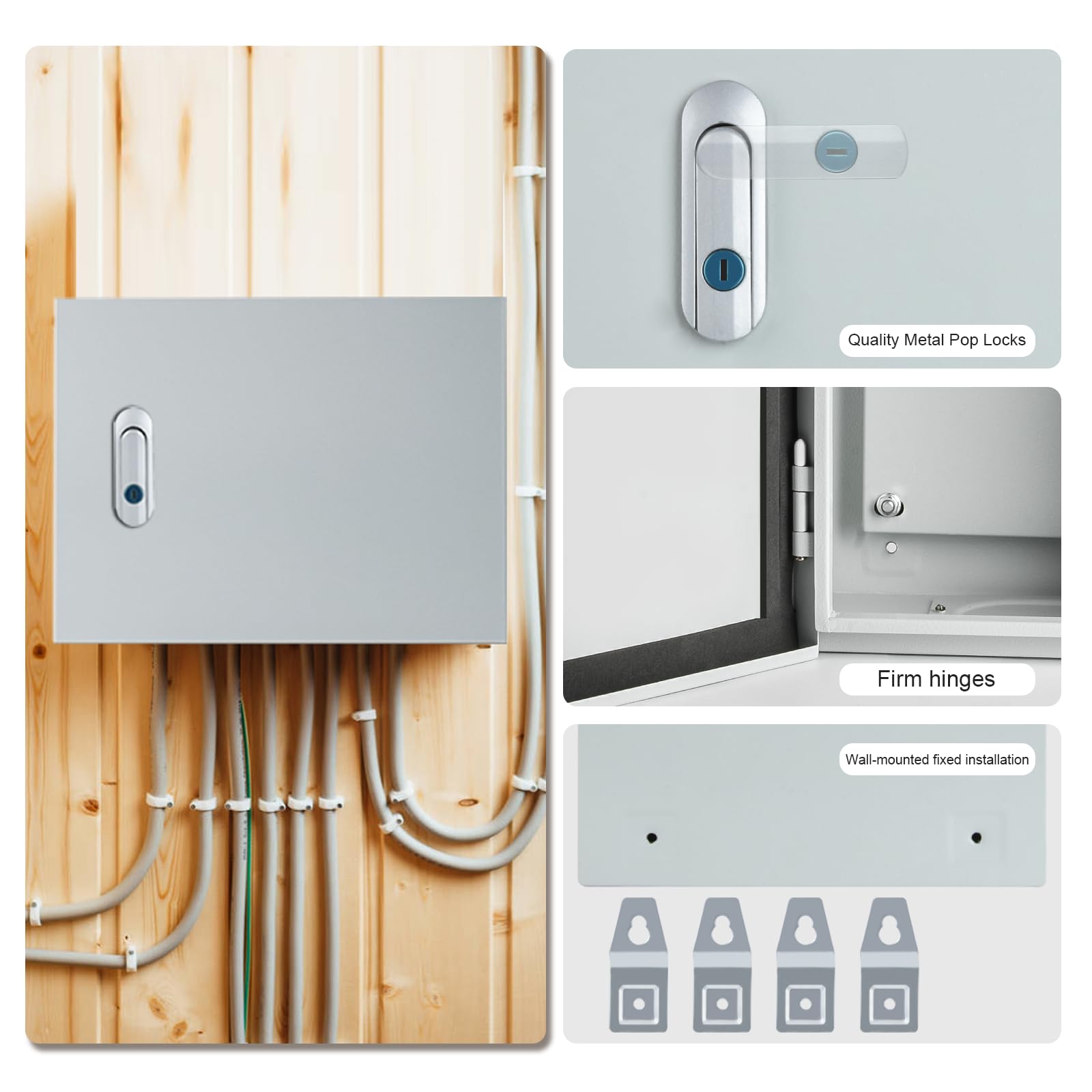 Metal Electrical Enclosure Box, Indoor&Outdoor Electrical Junction Box, Dustproof and Moisture Proof Metal Electrical Box with Safety Lock，Universal Electric Equipment Enclosure Box
