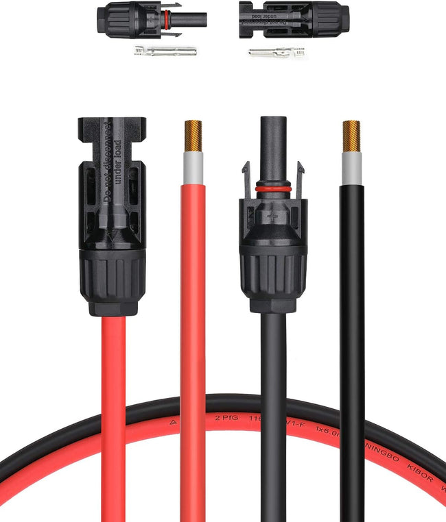 BougeRV 40 Feet 10AWG Solar Extension Cable with Female and Male Connector with Extra Pair of Connectors Solar Panel Adaptor Kit Tool (40FT Red + 40FT Black) Hover Image